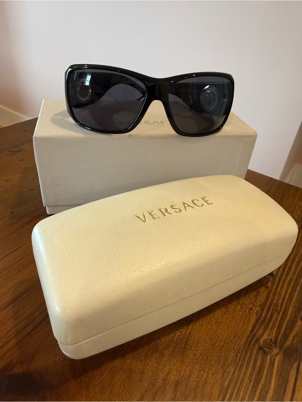 Versace Women's Black Gloss Oversized Sunglasses